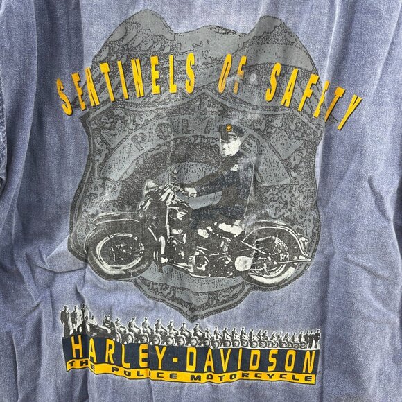 Harley Davidson Button Up Shirt Mens Medium Short Sleeve Sentinels Of Safety Nos - Picture 3 of 10